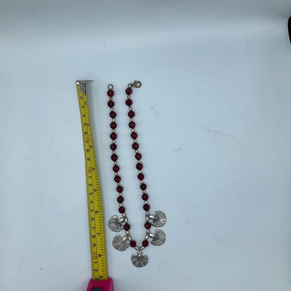 “VINTAGE GINGKO LEAF NECKLACE” Silver with Brown Faceted “Jet”  Beads. - Picture 15 of 15